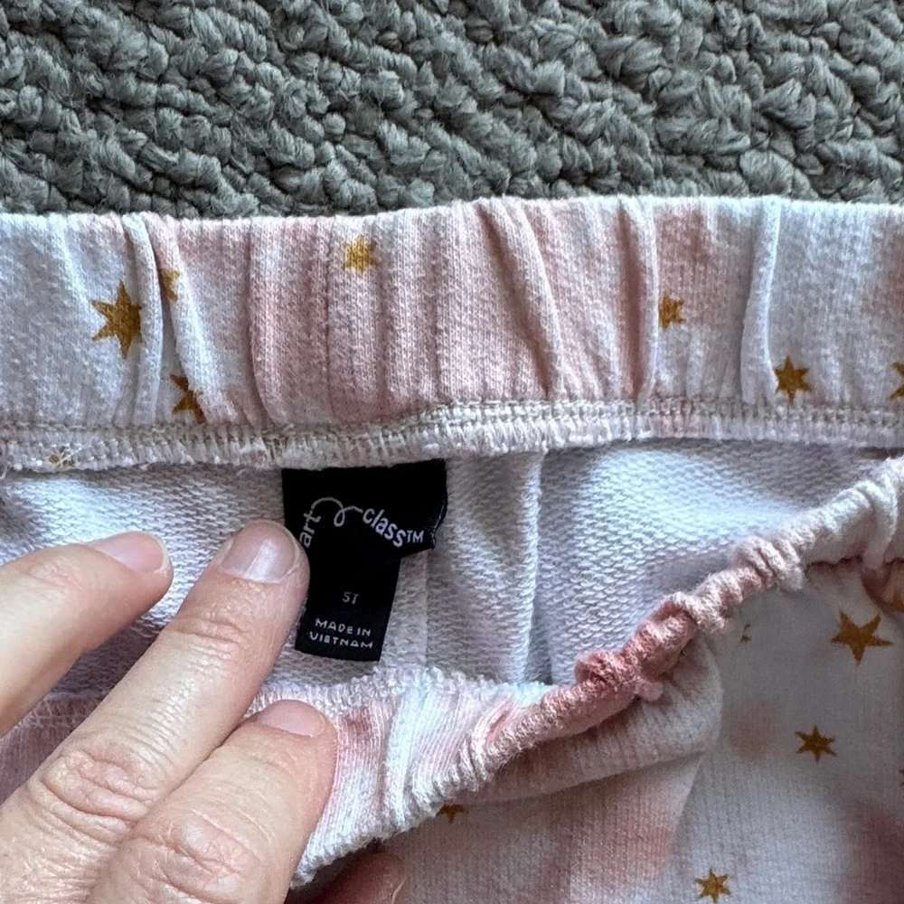 art class Pink Tie-Dye Star Ruffle Sleeve Pajama Set